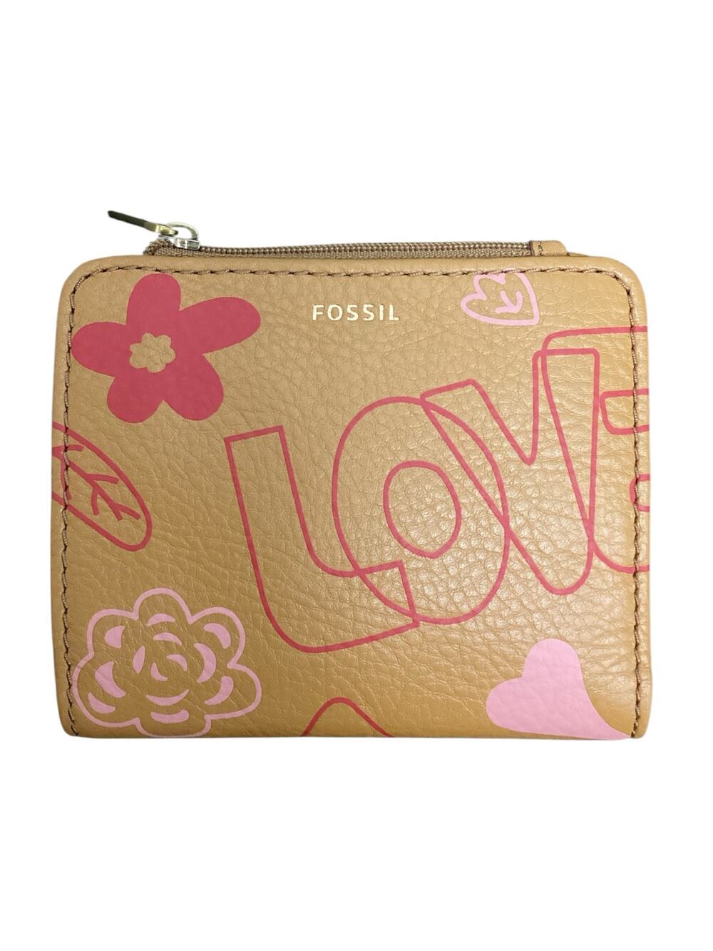 NWT Jodi BiFold Fossil “LOVE” Leather Wallet in Butterscotch